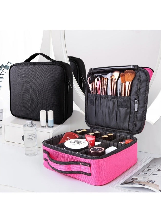 هالامودو حقيبة سفر للمكياج حقيبة مستحضرات تجميل احترافية حقيبة تنظيم فرش المكياج مع فاصل قابل للتعديل حقيبة تخزين للفتيات والنساء - Image 2