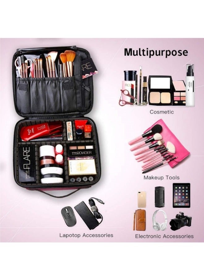 هالامودو حقيبة سفر للمكياج حقيبة مستحضرات تجميل احترافية حقيبة تنظيم فرش المكياج مع فاصل قابل للتعديل حقيبة تخزين للفتيات والنساء - Image 4