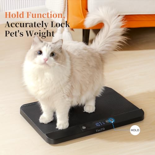 YauYik Digital Pet Scale for Accurate Weighing - Baby Scales,Ideal for Small Pets, Puppies, Kittens and Cats with Non-Slip Mat - LED Display with Hold Function, Measures Up to 40kg（Batteries Included） - Image 4
