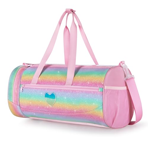 Smasrob Dance Bag for Girls with Full Open and Shoe Compartment Ballet Bag with Waterproof Pocket for Dance Overnight Weekend Pink - Image 1