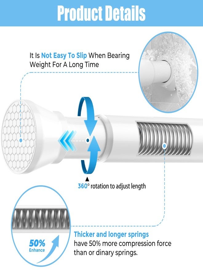 AIZESI Tension Curtain Rod Adjustable Spring Tension Rods for Windows 28 to 48 Inch, No Drilling, 7/8" Diameter, White Curtain Rod, Small Shower Curtain Rod for Bathroom, Doorway, Closet, Kitchen - Image 3