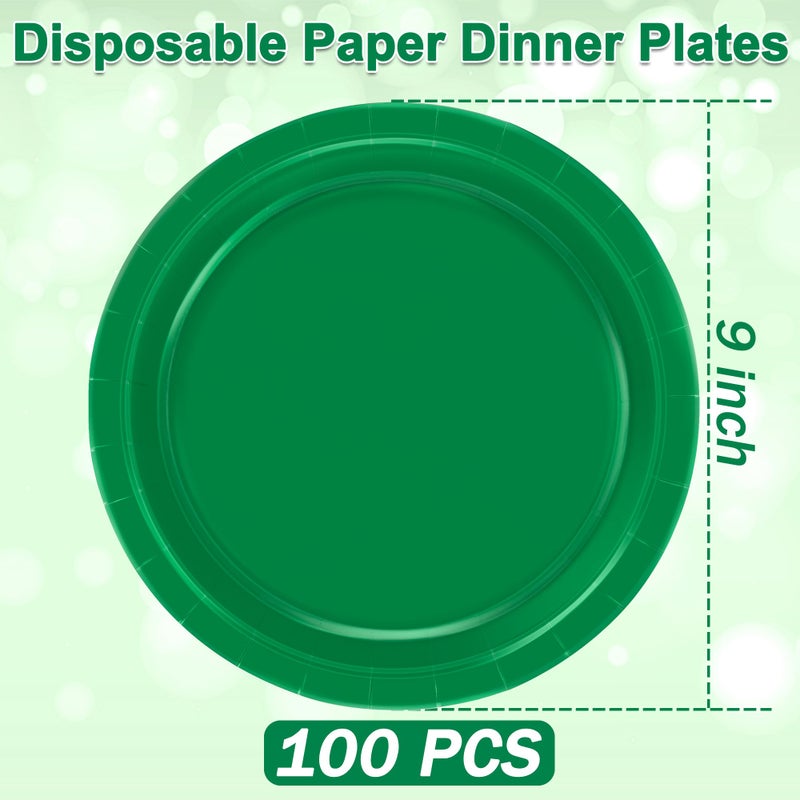 QZYL 100 Piece Green Paper Plates - 9"" Heavy Duty Round Party Dinner Plates for Daily Use  Birthdays  Picnics & Camping - Image 2