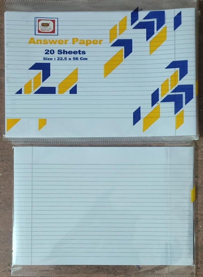 FIRST CLICK Lotus Exam Paper Answer Sheets, 22.5x56 cm, 120 Sheets Double Sided, Ruled Paper [ Count 120 Sheets Without Fold With Fold 240 sheets 480 Pages] 10s Folding Dasta Not Have Loose Sheet - Image 1
