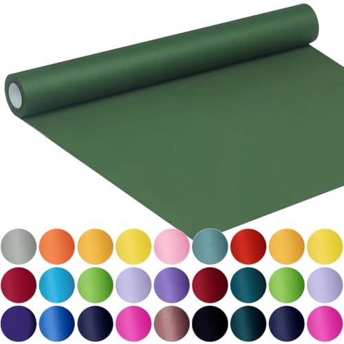 SMART&CASUAL 17.8" x 760" (63') Dark Green Kraft Craft Paper Roll for Gift Wrapping Bulletin Board Bouquet Flower Kids Art Packing Parcel Table Covering 80GSM 55LB (Dark Green, 17.8" x 63') - Image 1