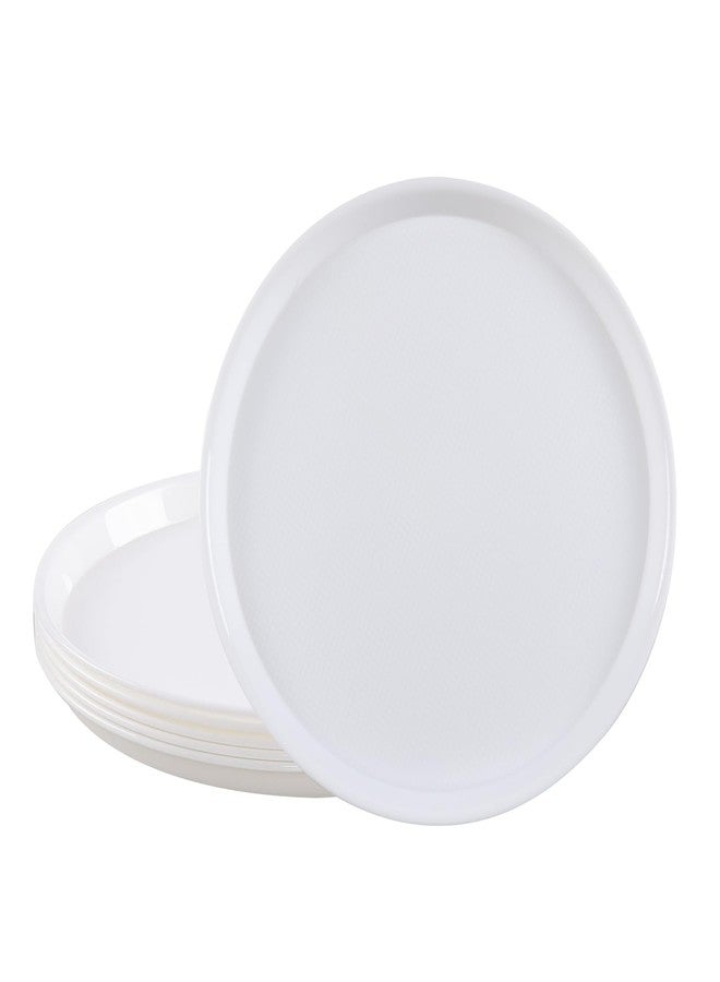 Yesdate 6 Packs Plastic Round Platter, 13.5-Inch Restaurant Food Serving Trays, White - Image 1