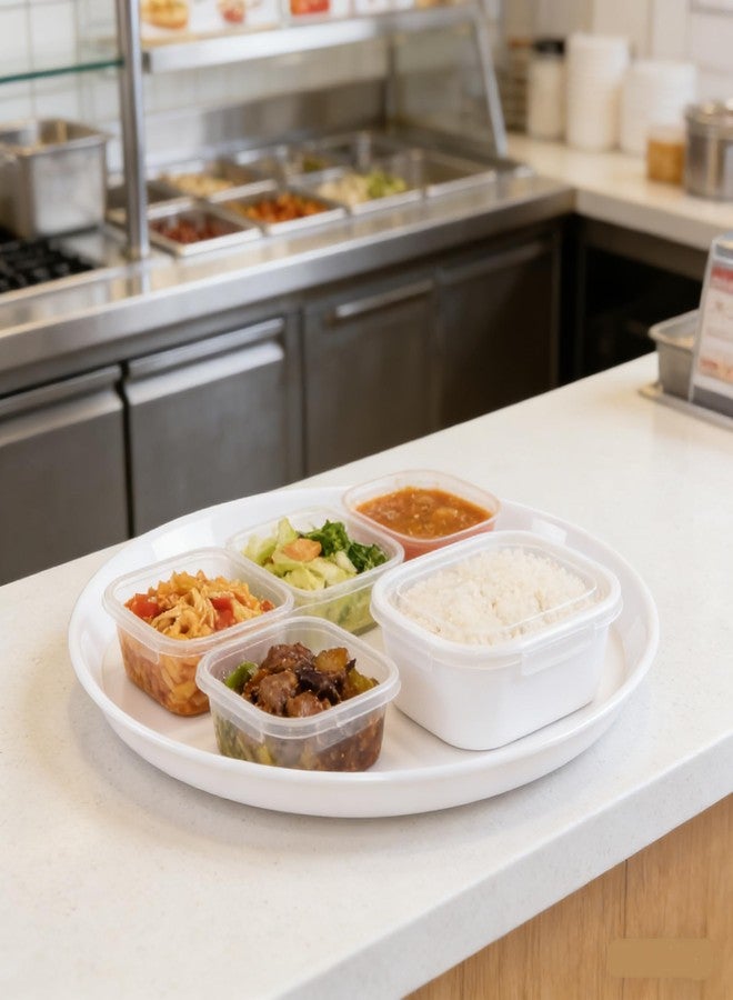 Yesdate 6 Packs Plastic Round Platter, 13.5-Inch Restaurant Food Serving Trays, White - Image 5