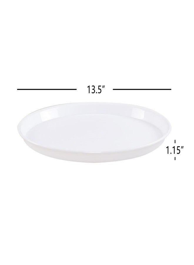 Yesdate 6 Packs Plastic Round Platter, 13.5-Inch Restaurant Food Serving Trays, White - Image 2