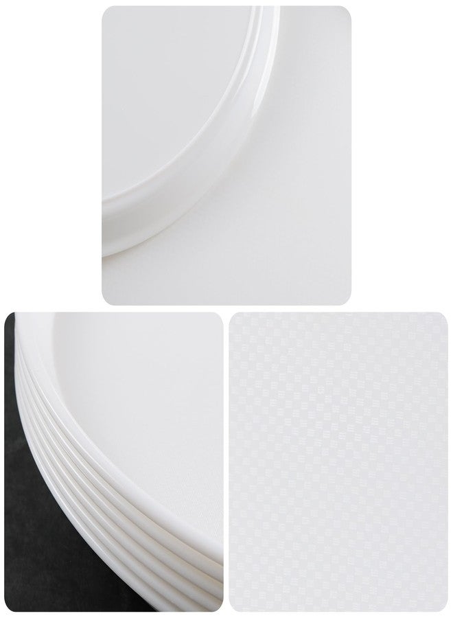 Yesdate 6 Packs Plastic Round Platter, 13.5-Inch Restaurant Food Serving Trays, White - Image 3