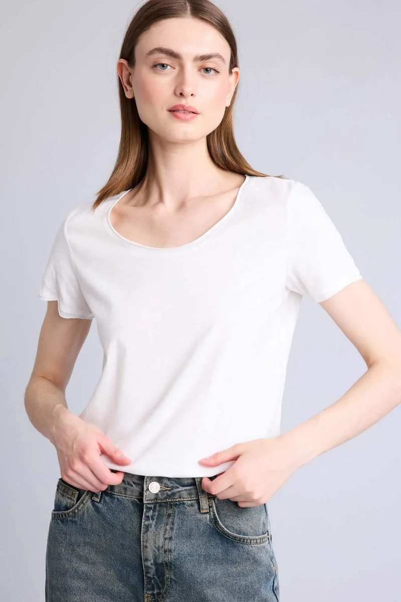 ديفاكتو Regular Fit Crew Neck Dirty Basic Short Sleeve T-Shirt