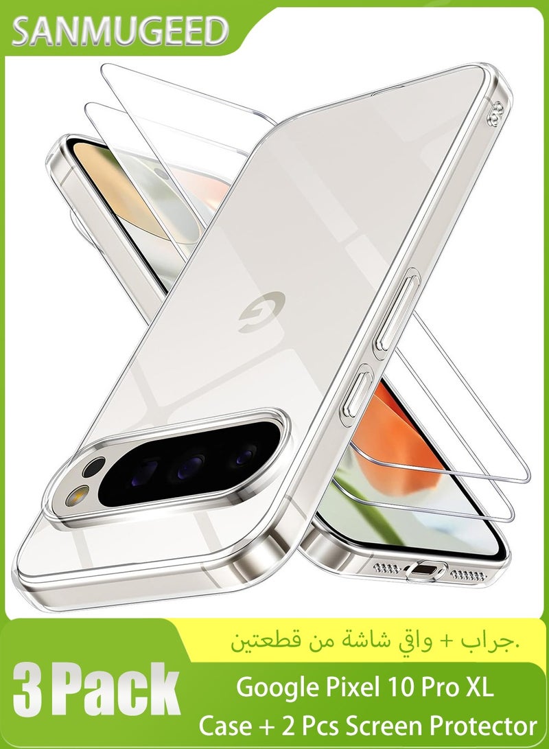 سانموجيد جراب Google Pixel 10 Pro XL، جراب واقٍ رفيع ورفيع مقاوم للصدمات ومرن من مادة TPU هلامية مطاطية ناعمة من السيليكون لهاتف Pixel 10 Pro XL - Image 1