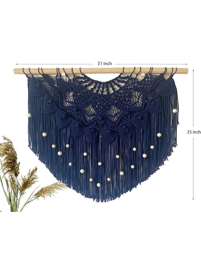 انتيكيانو جدارية حائطLarge Macrame Wall Hanging Boho Beaded Curtain for Window Macrame Bedroom Headboard Living Room Wall Art Tassel Tapestry Bohemian Woven Wall Decor 31" W X 25" H (Navy)Large Macrame Wall Hanging Boho Beaded Curtain for Window Macrame Bedroom Headboard Living Room Wall Art Tassel Tapestry Bohemian Woven Wall Decor 31" W X 25" H (Navy)Large Macrame Wall Hanging Boho Beaded Curtain for Window Macrame Bedroom Headboard Living Room Wall Art Tassel Tapestry Bohemian Woven Wall Decor 31" W X 25" H (Navy)  - Image 2