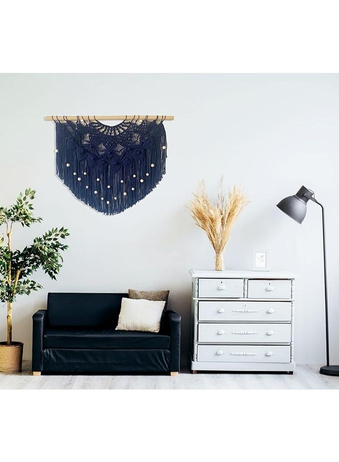 انتيكيانو جدارية حائطLarge Macrame Wall Hanging Boho Beaded Curtain for Window Macrame Bedroom Headboard Living Room Wall Art Tassel Tapestry Bohemian Woven Wall Decor 31" W X 25" H (Navy)Large Macrame Wall Hanging Boho Beaded Curtain for Window Macrame Bedroom Headboard Living Room Wall Art Tassel Tapestry Bohemian Woven Wall Decor 31" W X 25" H (Navy)Large Macrame Wall Hanging Boho Beaded Curtain for Window Macrame Bedroom Headboard Living Room Wall Art Tassel Tapestry Bohemian Woven Wall Decor 31" W X 25" H (Navy)  - Image 4