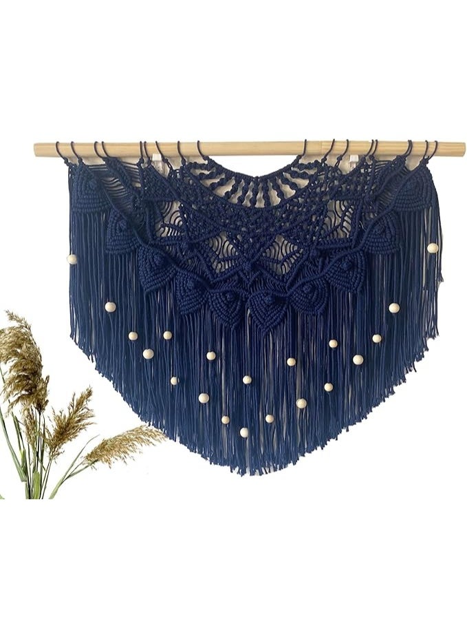 انتيكيانو جدارية حائطLarge Macrame Wall Hanging Boho Beaded Curtain for Window Macrame Bedroom Headboard Living Room Wall Art Tassel Tapestry Bohemian Woven Wall Decor 31" W X 25" H (Navy)Large Macrame Wall Hanging Boho Beaded Curtain for Window Macrame Bedroom Headboard Living Room Wall Art Tassel Tapestry Bohemian Woven Wall Decor 31" W X 25" H (Navy)Large Macrame Wall Hanging Boho Beaded Curtain for Window Macrame Bedroom Headboard Living Room Wall Art Tassel Tapestry Bohemian Woven Wall Decor 31" W X 25" H (Navy)  - Image 1