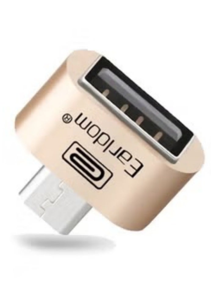 Earldom Universal USB To Micro USB 2.0 OTG Universal Adapter For Smartphones Gold OTG And Micro USB Adapter Gold/Silver  - Image 1
