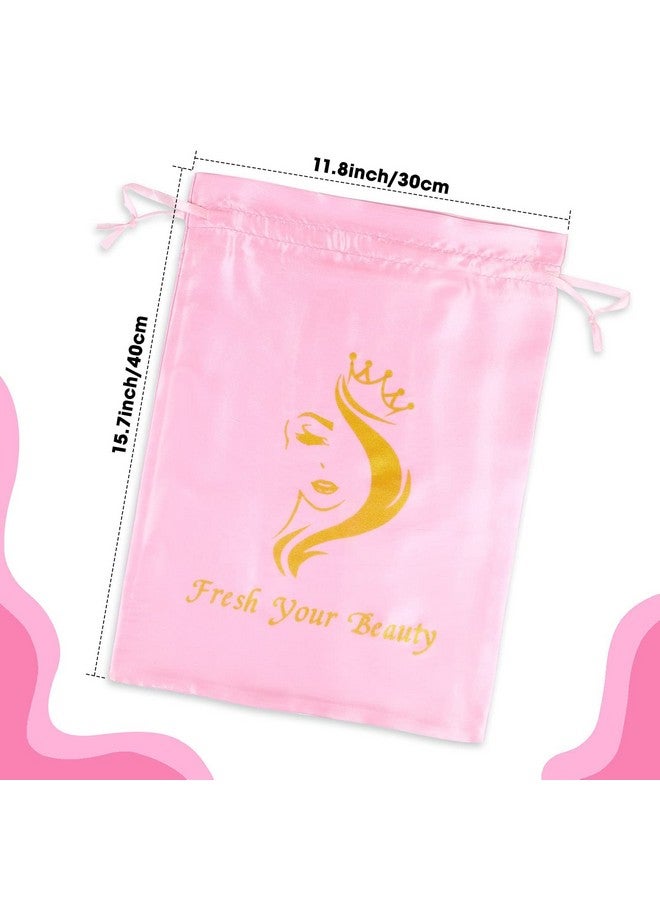 AliLeader 6 Pcs Wig Storage Bags Satin Bags With Drawstring Wig Bag Wig Storage Bags Wig Bags Storage Silk Bags With Drawstring Travel Bag For Bundles Wigs Hair Extensions Gift (Mix Purple And Pink) - Image 4