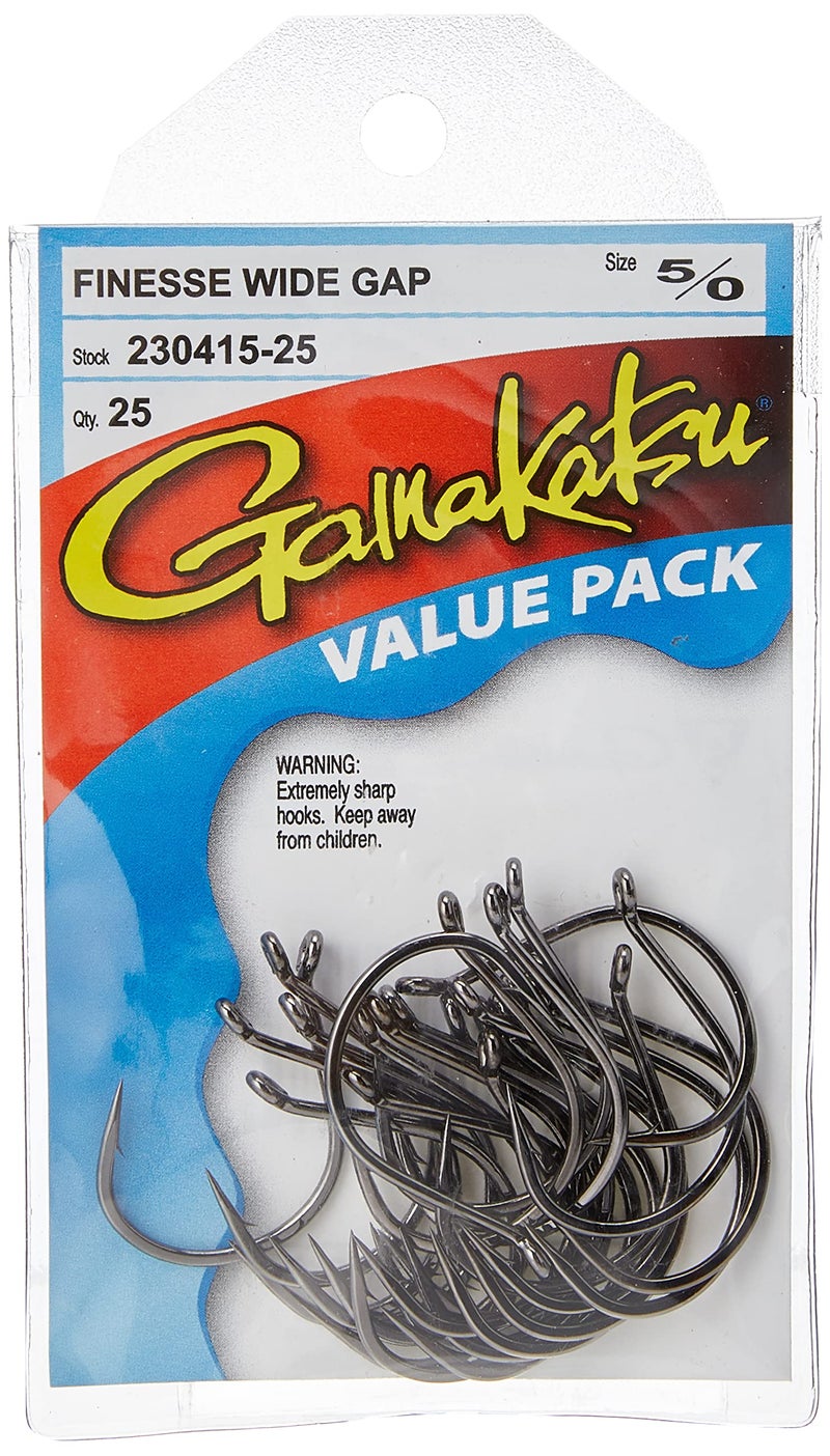 Gamakatsu Finesse Wide Gap Hook-Pack Of 25 (Black, 4) - Image 1