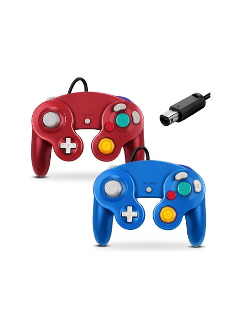 Gamecube Controller Wireless Switch Controller Bluetooth Game Controller Joystick Gamepad Blue and Red 2PCS