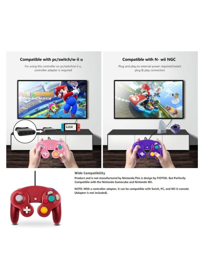 RATSAW - Gamecube Controller Wireless Switch Controller Bluetooth Game Controller Joystick Gamepad Blue and Red 2PCS - Image 1