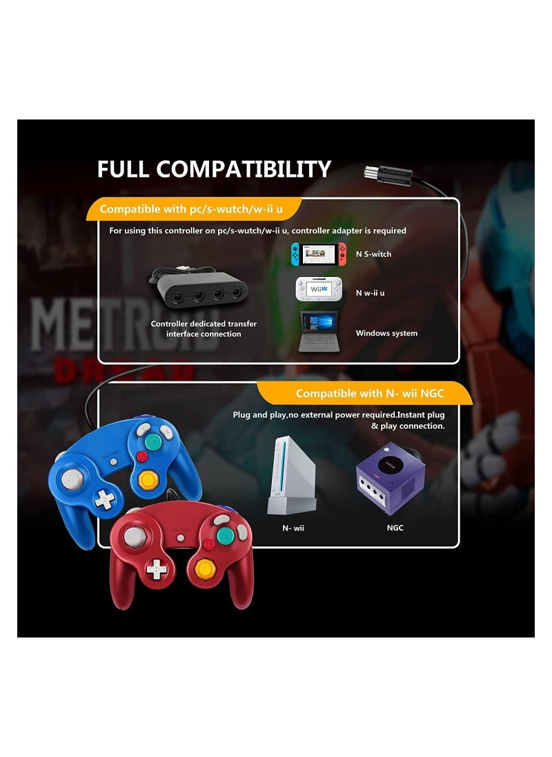 RATSAW - Gamecube Controller Wireless Switch Controller Bluetooth Game Controller Joystick Gamepad Blue and Red 2PCS - Image 1