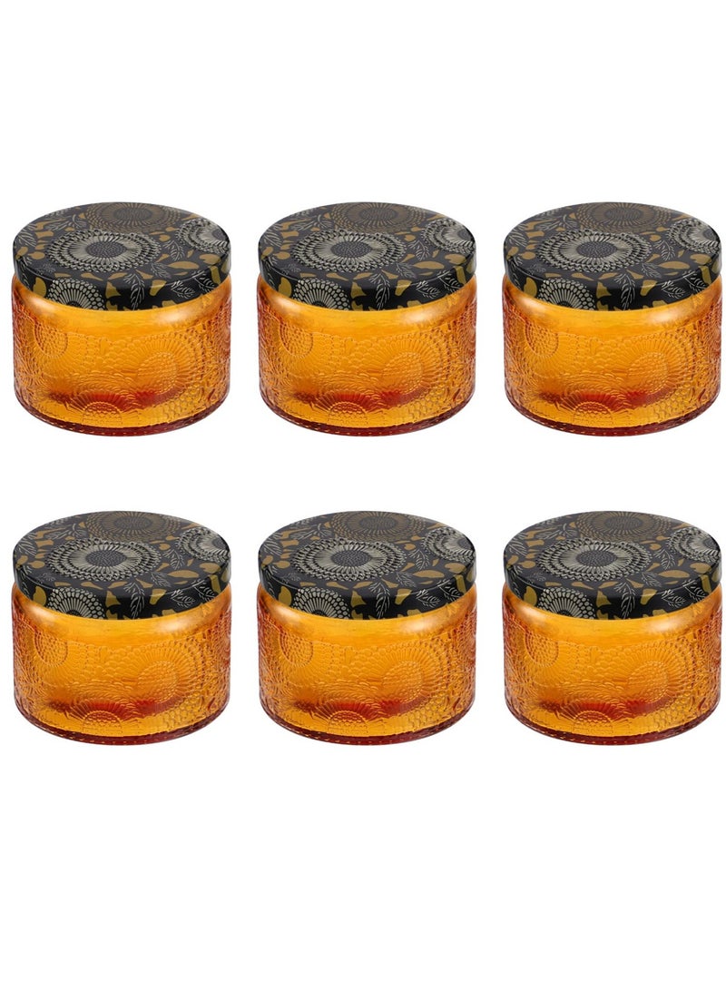 Excefore 6 PCS Clear Glass Candle Tins, Aromatherapy Scented Candle Cups, Embossed Candle Jar, Suitable Weddings, Parties, Home - Image 1