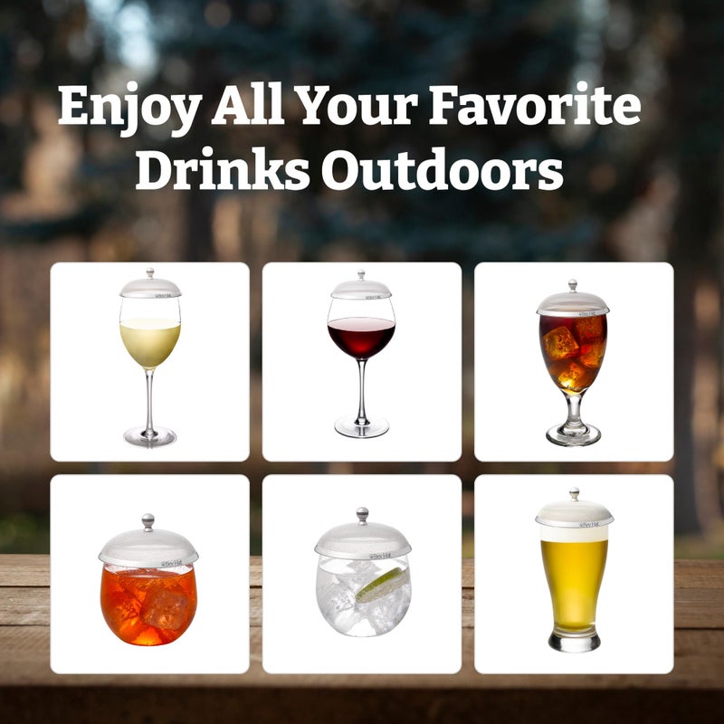 BEV HAT Stainless Steel Drink Covers (2 Pack), Wine Glass Covers for Outdoors, Protect Cocktails, Coffee Mugs, Tea Cups, Beers, Keep Bugs Out, Wine Accessories & Drink Lids - Image 2