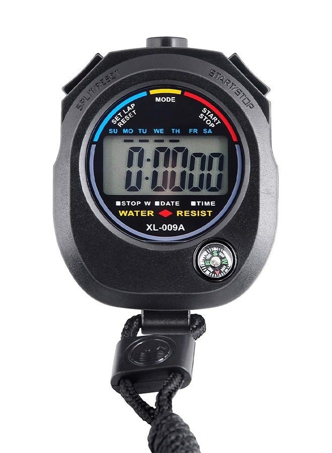 Stopwatch Timer - Professional Digital Handheld Timer, Multi-function Electronic LCD Stop Watch with Date Time and Alarm Function, Suitable for Sports Coaches Fitness Coaches and Referees - Image 2