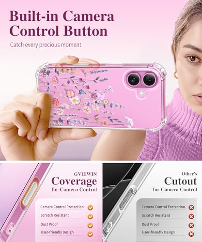 GVIEWIN for iPhone 16 Case, with Screen Protector & Camera Lens Protector, Floral Shockproof Protective Bumper Slim Soft Clear Phone Cover for Women 2024 6.1"(Floratopia/Colorful) - Image 5