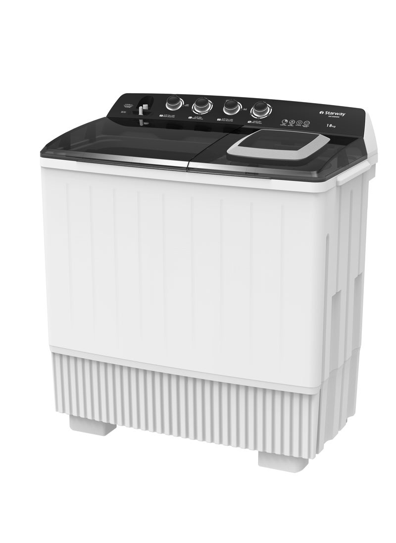 Starway - Starway 18 Kilo Twin Top Loading Semi Auto Washing Machine, Noiseless, High Quality, Easy to Move, - Image 1