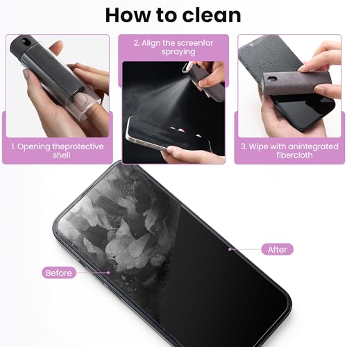 ZERNBER Touchscreen Screen Cleaner, Car, Tablet and Phone Screen Cleaner, Two in One Spray and Microfiber Cloth, Car Accessories for Women Perfect Gifts(Grey) - Image 4