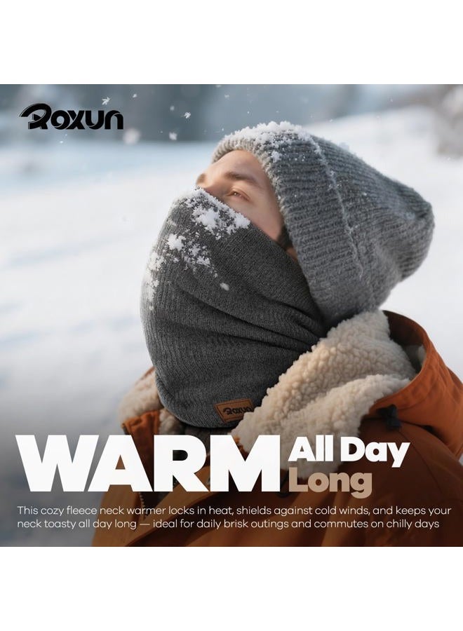 ROXUN Winter Neck Gaiter, Neck Warmer Cover Ski Gaiters for Men/Women Fleece Thick Elegant Stylish, Navy Blue, One size - Image 2
