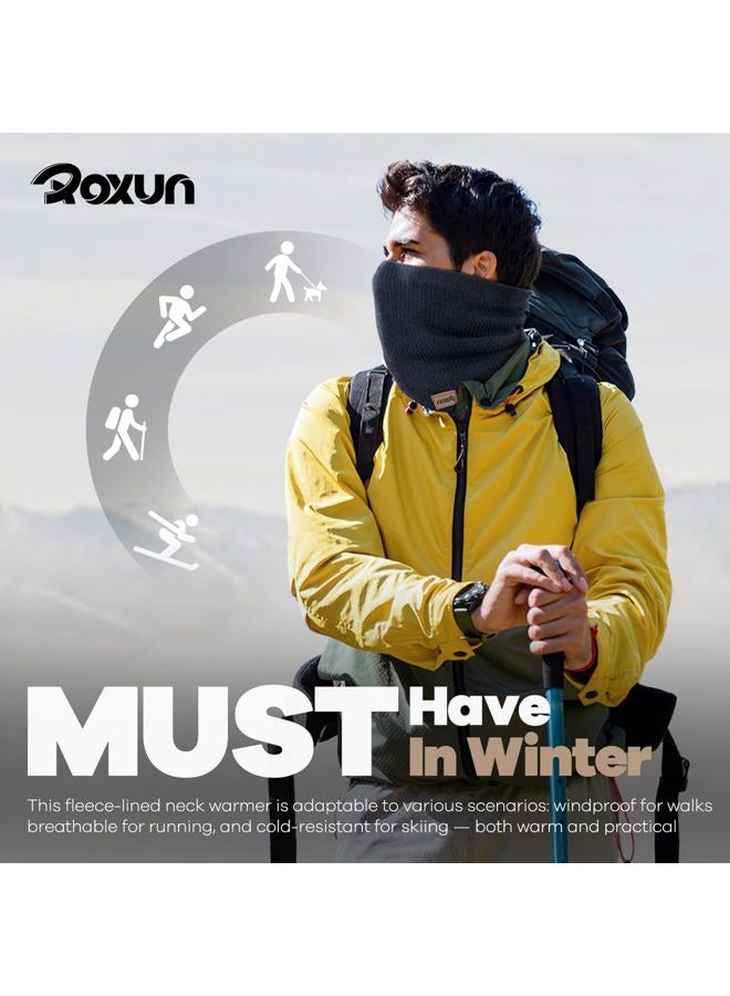 ROXUN Winter Neck Gaiter, Neck Warmer Cover Ski Gaiters for Men/Women Fleece Thick Elegant Stylish, Navy Blue, One size - Image 4