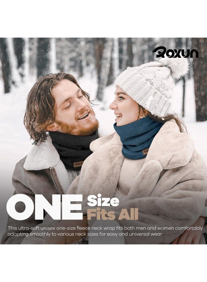 ROXUN Winter Neck Gaiter, Neck Warmer Cover Ski Gaiters for Men/Women Fleece Thick Elegant Stylish, Navy Blue, One size - Image 3