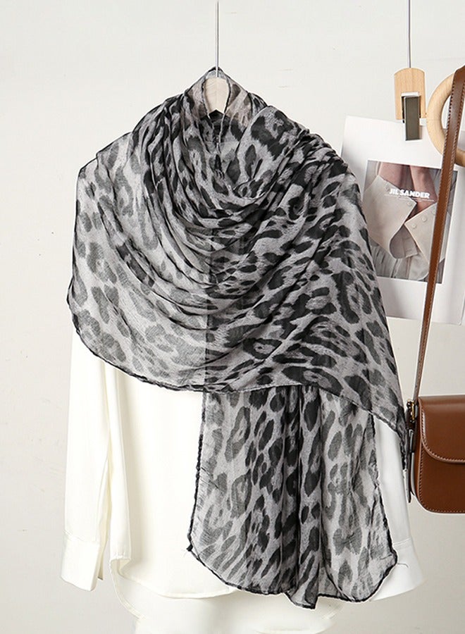 Leopard Printed Scarf For Women Fashion Shawl Lightweight Hijab Sunscreen Head Wraps Animal Scarve - Image 3