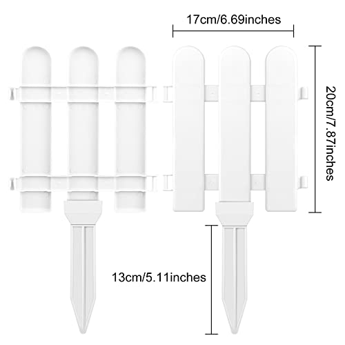 ELECLAND 22 Pieces Garden Fence with 22 Pieces Fence Insert White Plastic Fence Garden Picket Fence Edgings Lawn Flowerbeds Plant Borders Decorative Garden Yard - Image 3