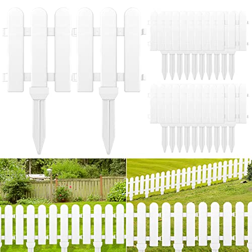 ELECLAND 22 Pieces Garden Fence with 22 Pieces Fence Insert White Plastic Fence Garden Picket Fence Edgings Lawn Flowerbeds Plant Borders Decorative Garden Yard - Image 1