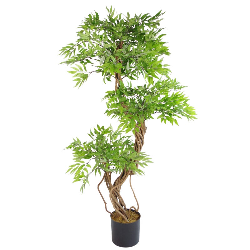 Leaf LEAF7171 140cm Realistic Artificial Japanese Fruticosa Ficus Tree Green and amp Black