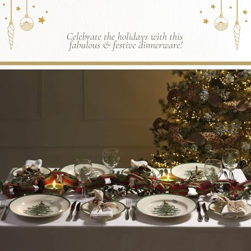 Spode Christmas Tree Cheese Spreaders (Set of 4) - 4.75" Stainless Steel Butter Knife with Porcelain Handle for Jam, Pastry, Butter Knife - Holiday Silverware & Festive Kitchen Cutlery - Image 5