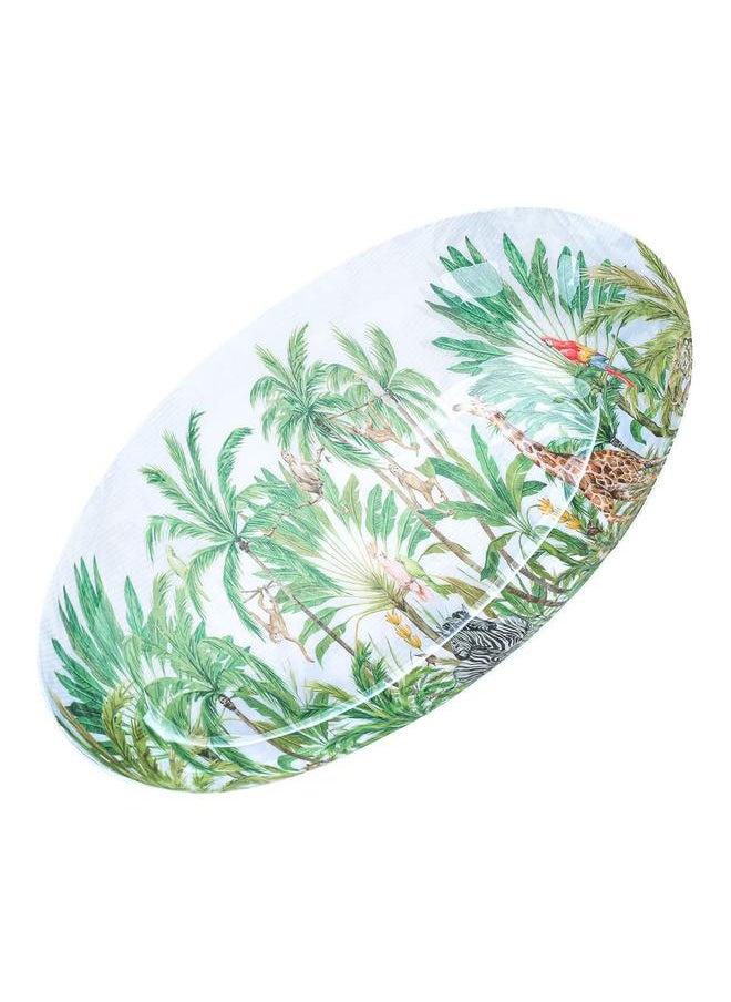 Alsaif Porcelain Dessert Serving Dish 29.5 X 16.5 X 3.5 Cm Green White  - Image 2