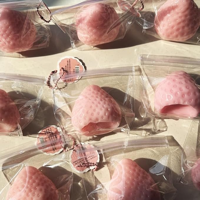 T Trove Handmade Taba FuFu Soft Strawberry Squishy Cute XL Squeeze Toy,Stress Relief Fidget Sensory and Decompression Toy for kids & Adults,Party Favors,Office & Birthdays (Pink) - Image 2