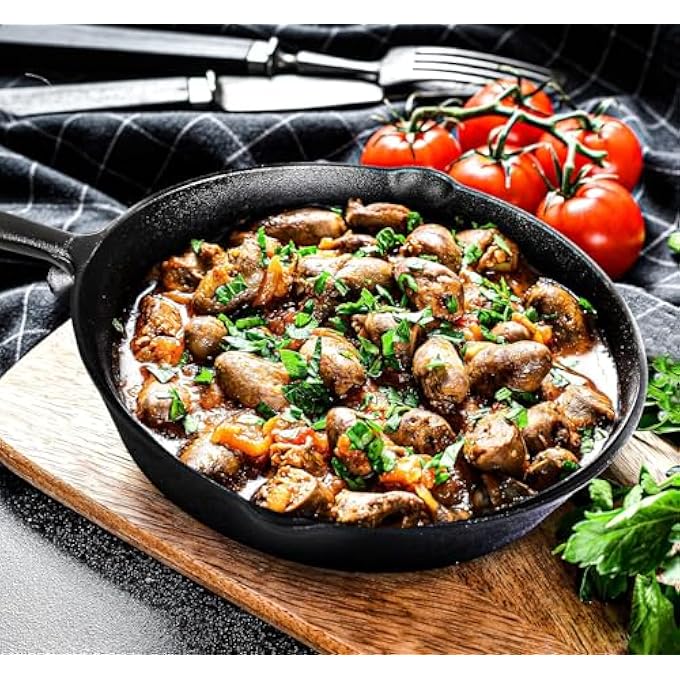 أي كي دي سي طقم مقلاة من الحديد الزهر مكون من 3 قطع، مقاس 15 سم، 20 سم، و25 سم، أسود مُجهز مسبقًا - Image 4