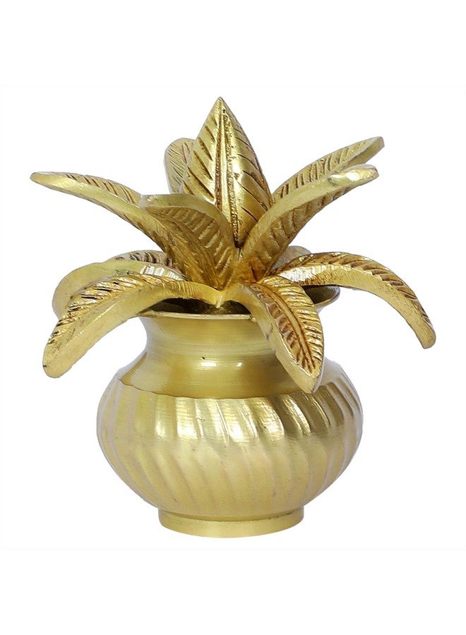 Two Moustaches 5 Inches Brass Mangal Kalash with Coconut Showpiece, Kalash for Pooja, Antique Yellow, Pack of 1 - Image 4