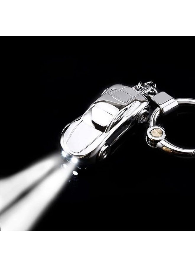 Car Key Chain Flashlight with 2 Modes LED Light 2-in-1 Car Key Fold Ring for Office Backpack Wallet Charm, Great Gift for Men or Women
