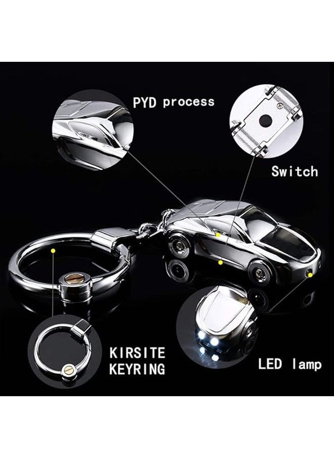Car Key Chain Flashlight with 2 Modes LED Light 2-in-1 Car Key Fold Ring for Office Backpack Wallet Charm, Great Gift for Men or Women