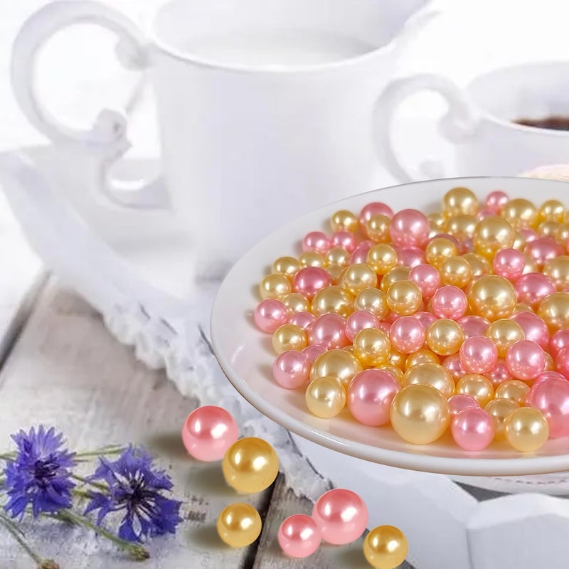 Cymtoo 140pcs Pearl Vase Filler, Champagne & Pink, 10/14mm, Round, No Holes, Great for Home Decor & Events - Image 4