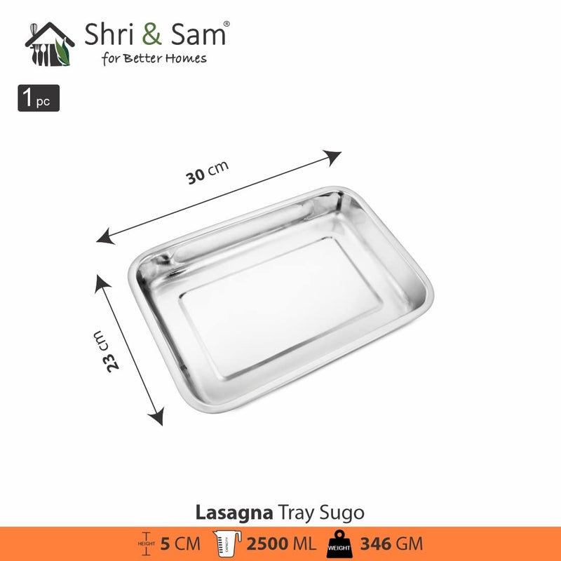 Shri & Sam Shri & Sam Stainless Steel Lasagna Tray, Sugo, 30 Cm, 1 Piece, 2500 Milliliter  - Image 3