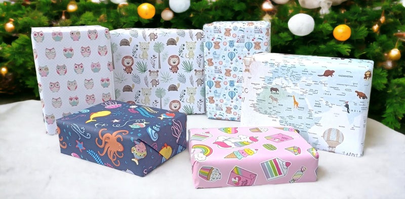 Aakar Pack of 6 Multicolor Floral Gift Wrapping Paper Sheets | 29 x 19 Inches | Matt Finish | 90 GSM Sheets | Ideal for Home Decor, Birthday, Wedding, Anniversary, Christmas & Festive Occasions (New Toddlers Pack) - Image 5