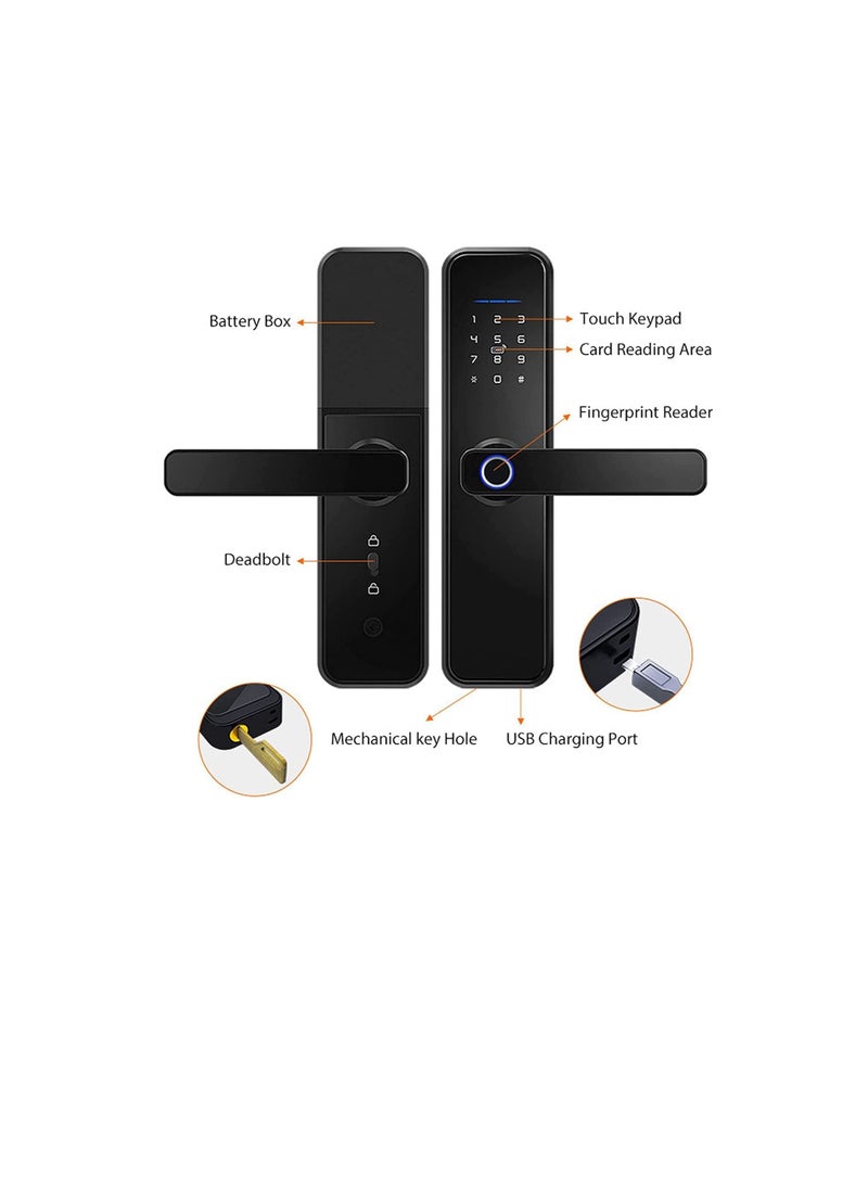 Robustline Smart Front Door Lock with 5 Function- Fingerprint, Digital Deadbolt, Smart IC Card, Keyless Bluetooth, Key, Smart APP Remote Control for Apartment, Hotel & Home Use. - Image 2