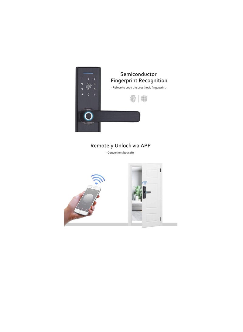 Robustline Smart Front Door Lock with 5 Function- Fingerprint, Digital Deadbolt, Smart IC Card, Keyless Bluetooth, Key, Smart APP Remote Control for Apartment, Hotel & Home Use. - Image 3