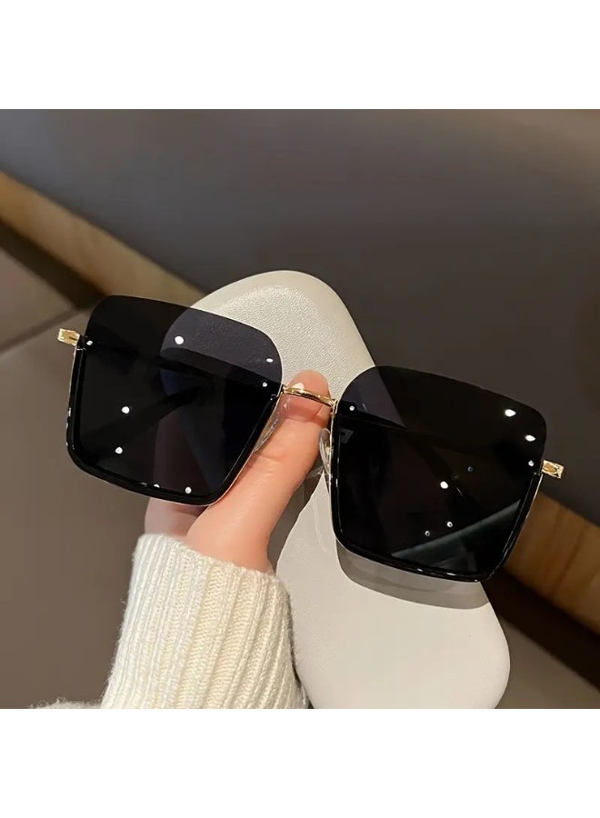 SCENT HOUSE Women's Black Half-Rim Fashion Glasses Square Face Eyeglasses Trendy, Stylish Spectacles (Includes eyeglass case),sunglasses