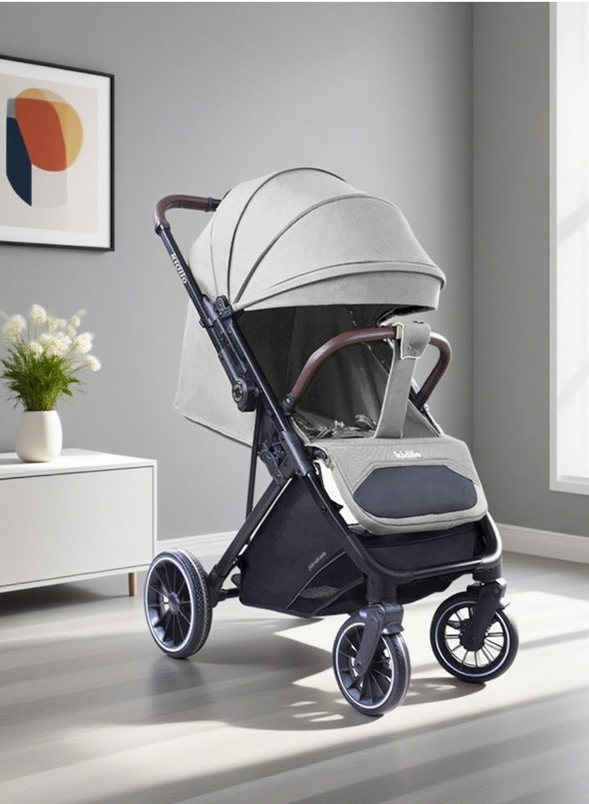 كيديليو عربة أطفال خفيفة الوزن مع مظلة مدمجة قابلة للطي ومتعددة الأوضاع مع حاجب شمس قابل للفتح والمزيد - عربة أطفال مظلة للسفر والمزيد، باللون الرمادي - Image 1